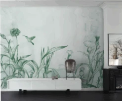 Fototapete Rasch Leo La Douce Blumen Weiß Grün 100471