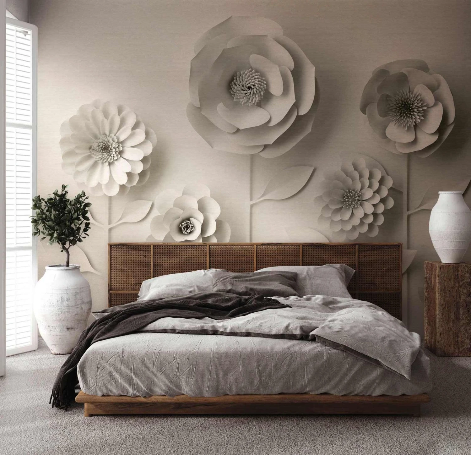 A.S. Creation Fototapeten 3D Floral Blumen Grau Vlies 38293-1