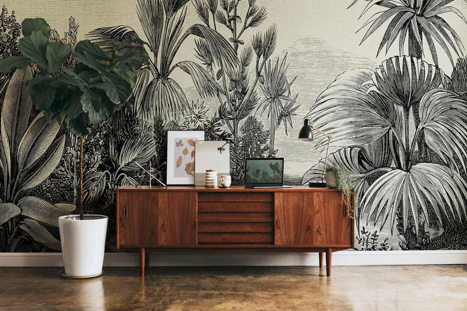 A.S. Creation Fototapeten Dschungel Pflanzen Sumpf Schwarz 38235-1