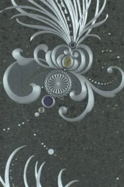 Glööckler Tapete Vlies Federn Anthrazit Glanz 54469