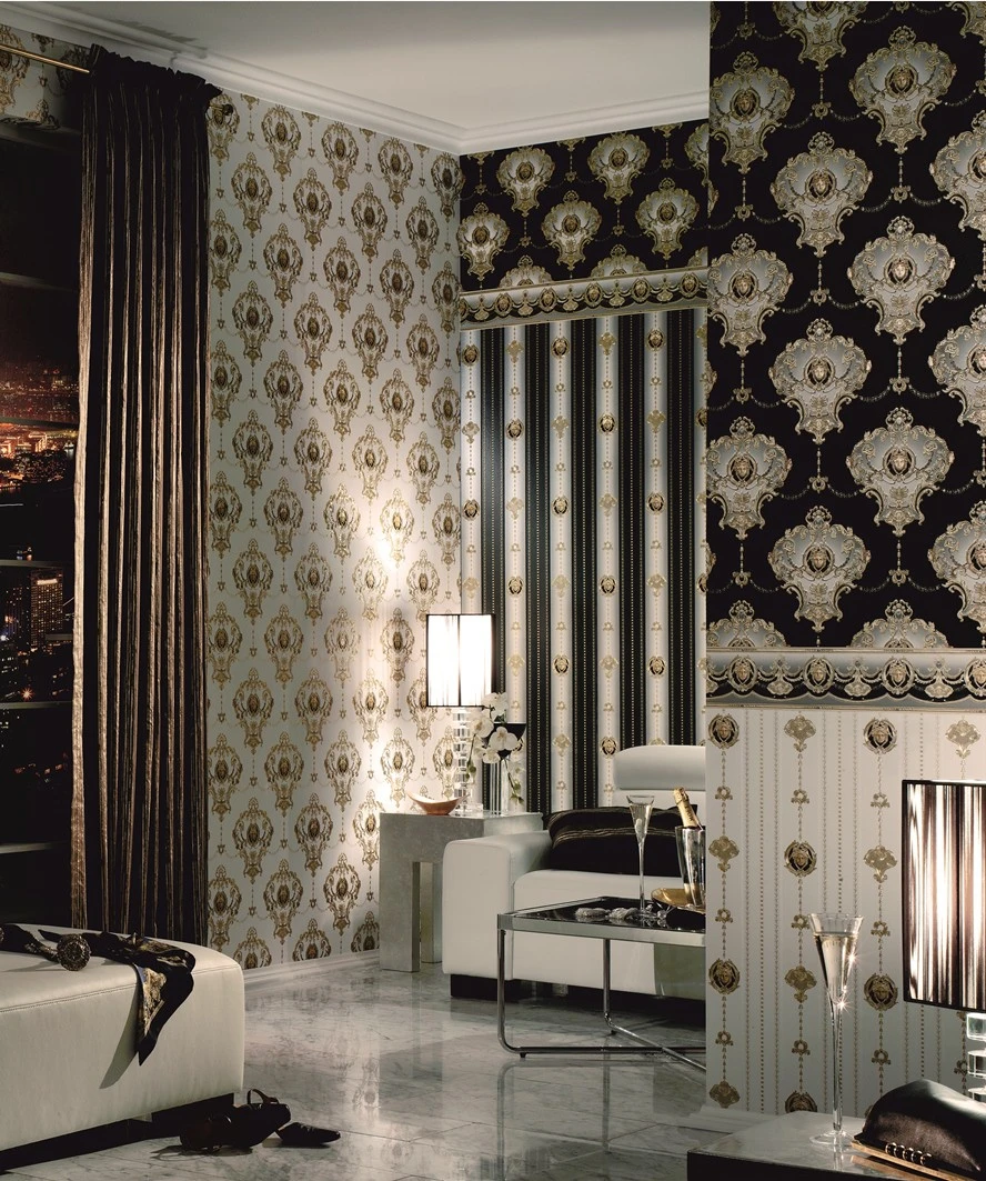 A.S. Creation Tapete Satin Medusa Gestreift Glanz Schwarz 6552-71 – Bild 3