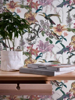 Tapete Vlies Blumen Vögel Weiß Bunt Jungle Chic 37701-1