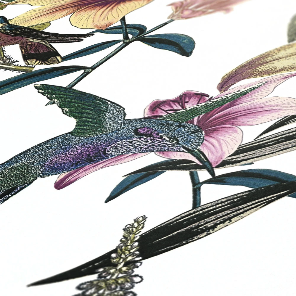 Tapete Vlies Blumen Vögel Weiß Bunt Jungle Chic 37701-1 – Bild 4