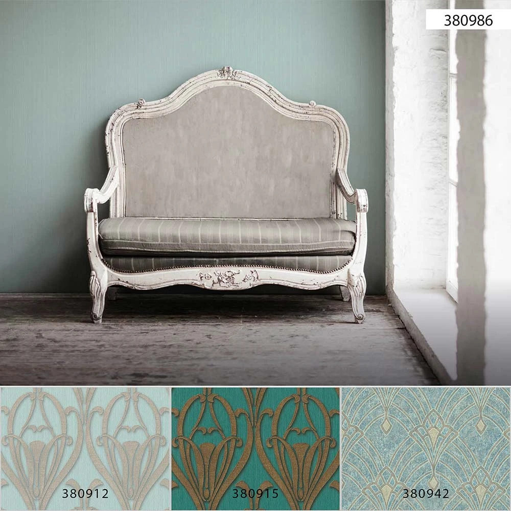 Tapete Vlies Einfarbig Streifen Türkis 38098-6 – Bild 5