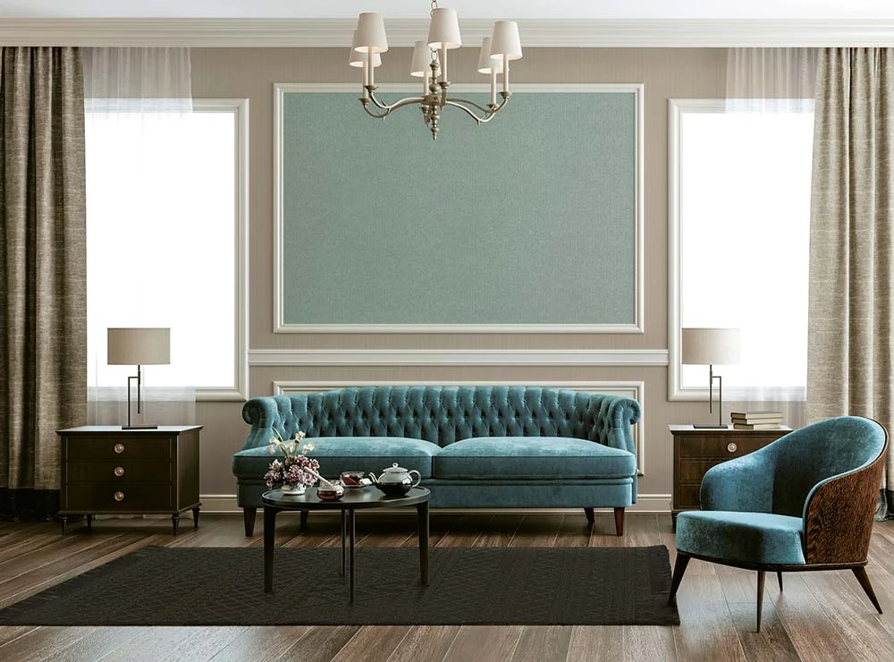 Tapete Vlies Einfarbig Struktur Glitzer Türkis 38097-6 – Bild 5