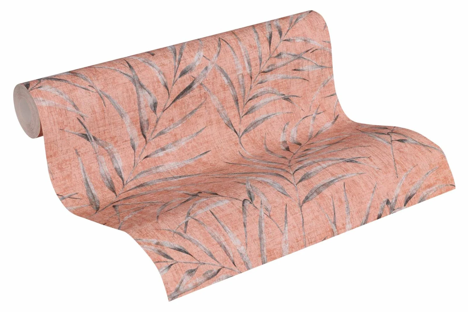 A.S. Creation Tapete Vlies Farn Blätter Lachs-rot Grau 37335-4