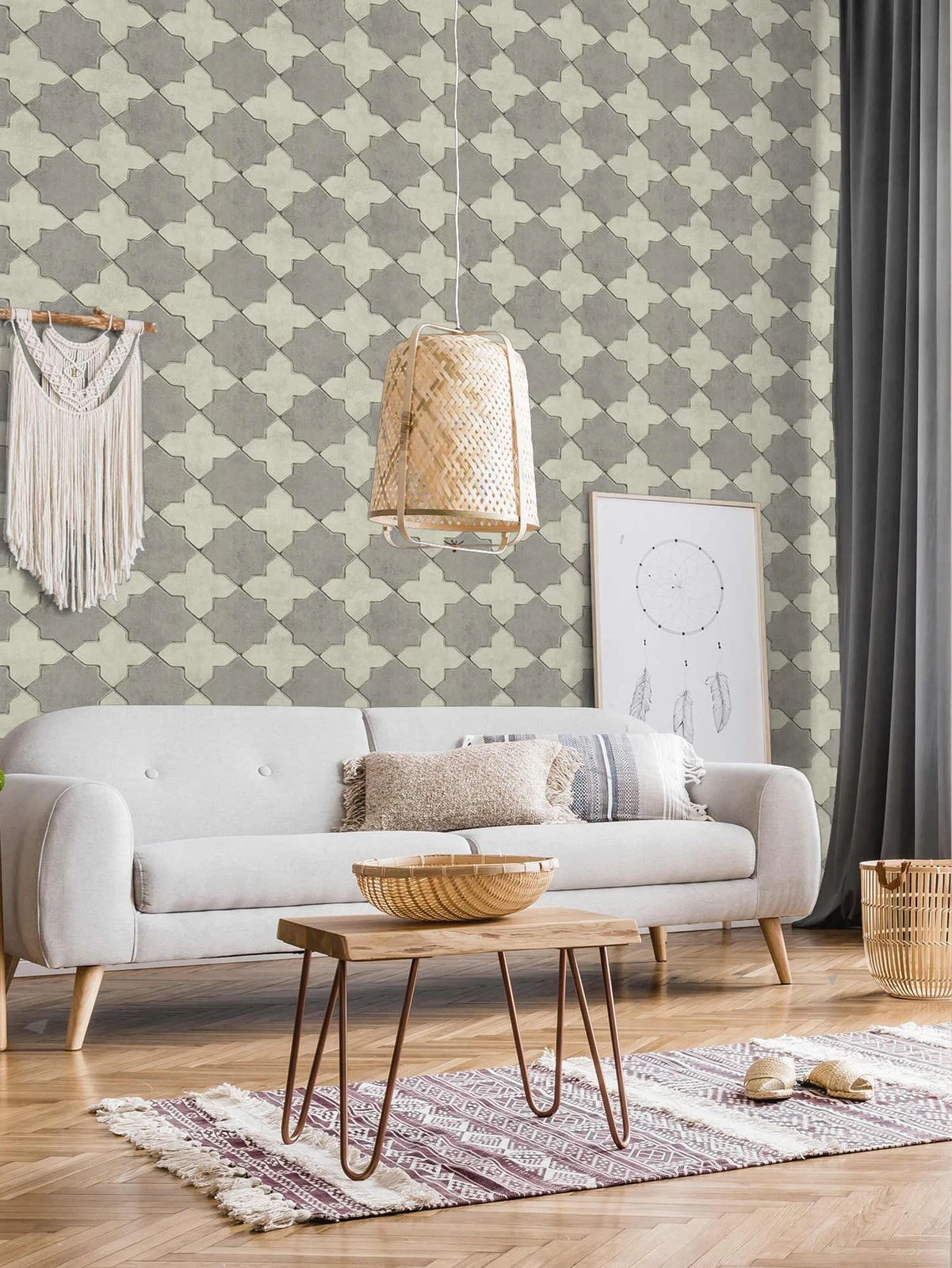 Tapete Vlies New Walls Fliesen Creme Grau 37421-5 – Bild 4