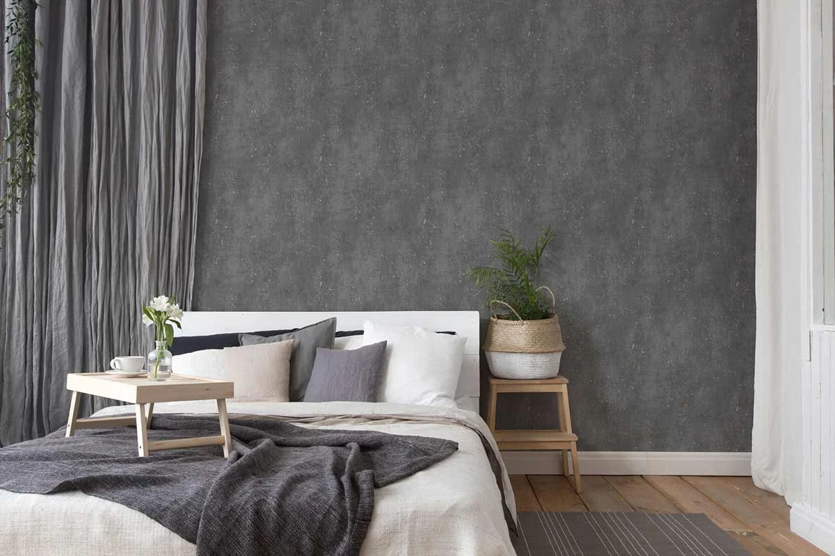 Tapete Vlies Putz-Optik Struktur Anthrazit Gold 38195-1 – Bild 4