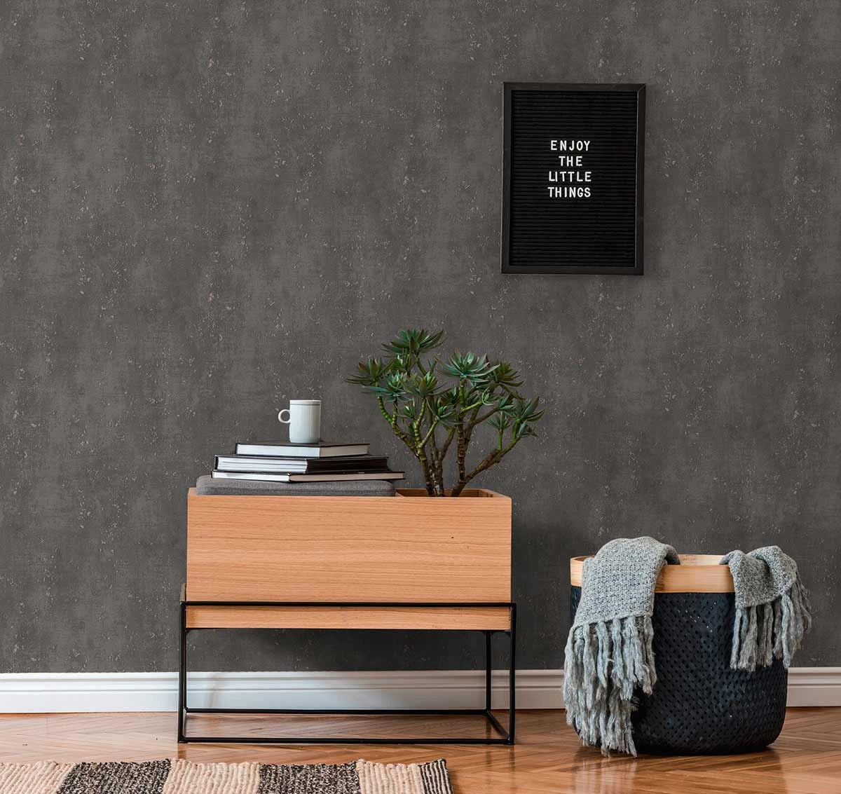 Tapete Vlies Putz-Optik Struktur Anthrazit Gold 38195-1 – Bild 5