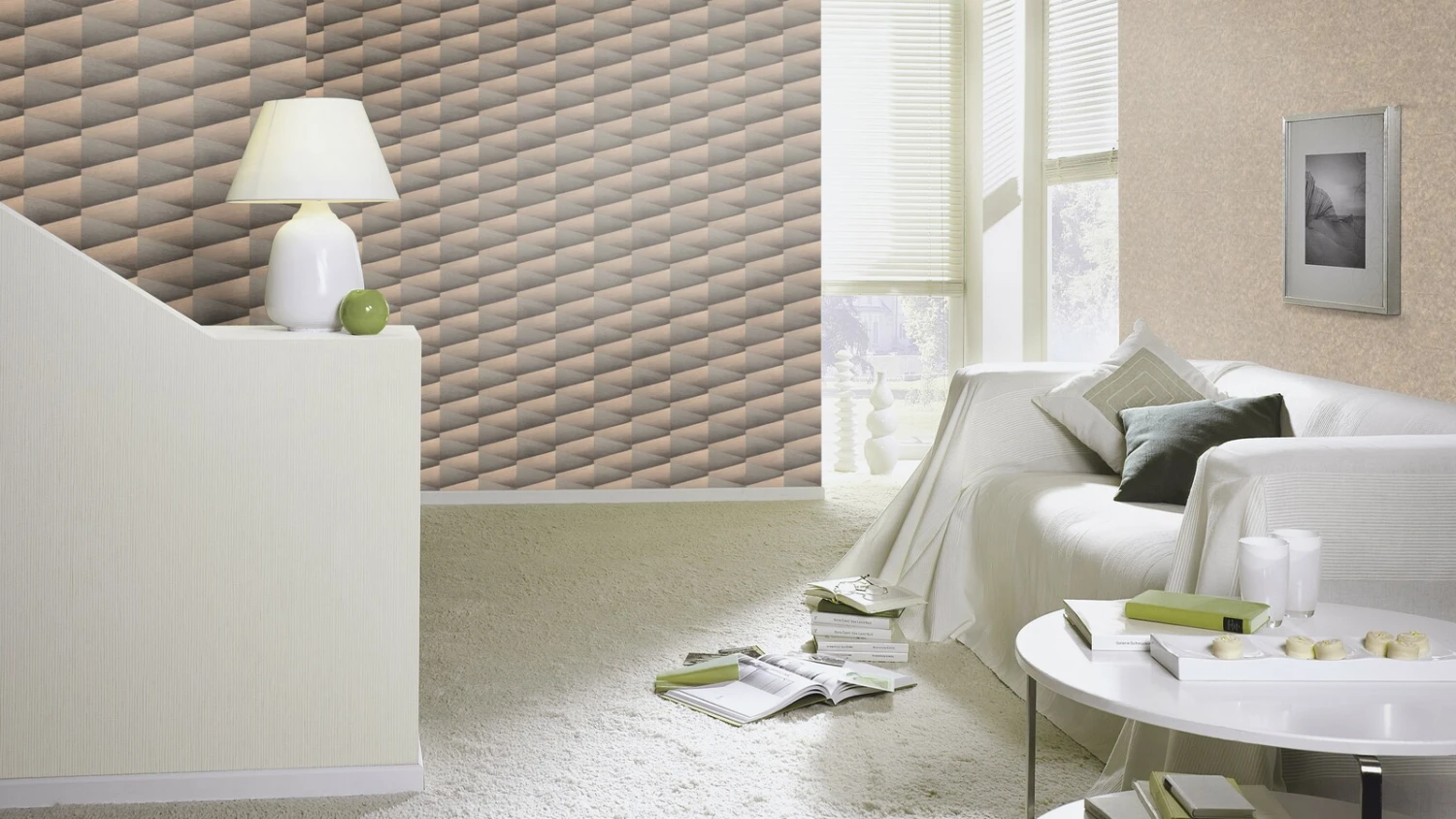 Tapete Vlies Rasch 3D Dreiecke Silber Braun Glanz 554670 – Bild 3