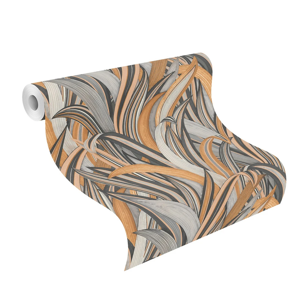 Tapete Vlies Rasch Blätter Gräser Braun Grau 541274