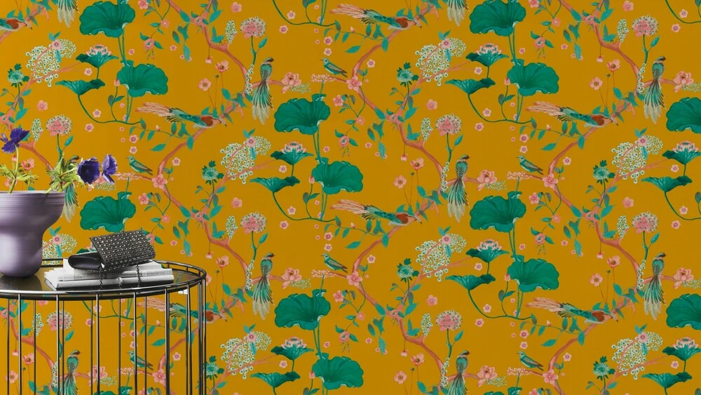 Tapete Vlies Rasch Blätter Vögel Gelb Grün 539448 – Bild 3