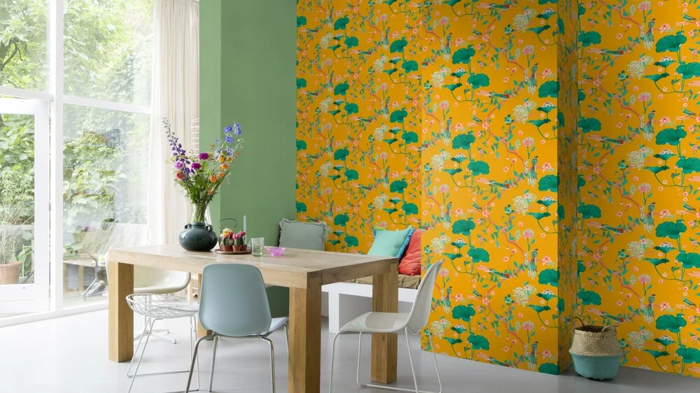 Tapete Vlies Rasch Blätter Vögel Gelb Grün 539448 – Bild 4