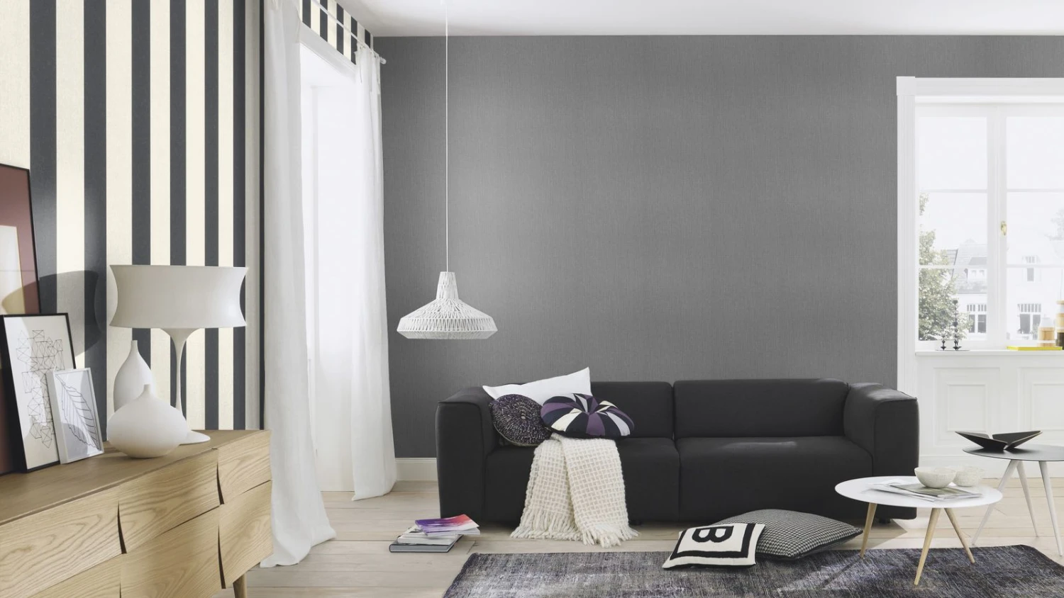 Tapete Vlies Rasch Blockstreifen Schwarz Weiss 485479 – Bild 2