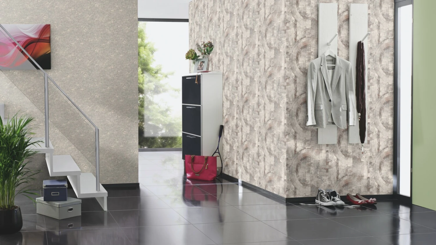 Tapete Vlies Rasch Halbkreise Grau Bronze 554779 – Bild 3