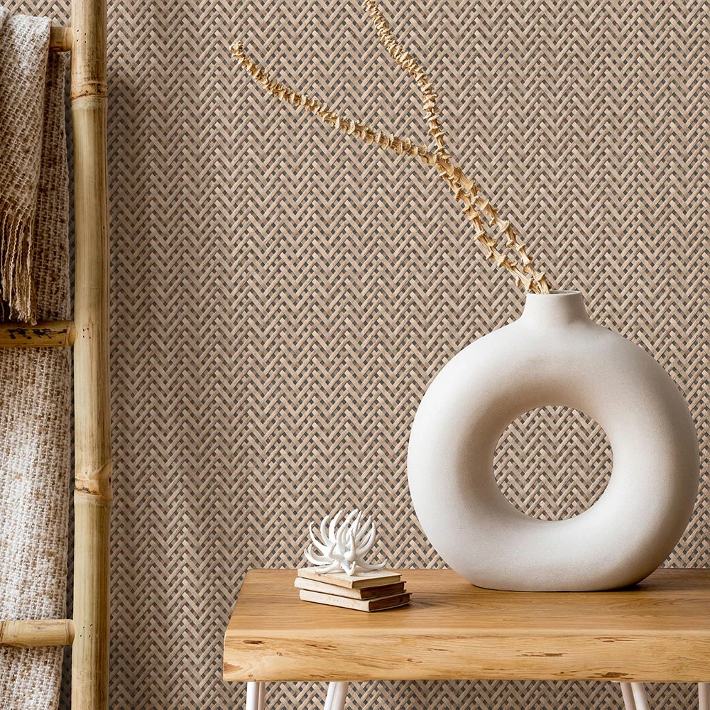 Tapete Vlies Rattan Holz Braun Anthrazit 10209-02 – Bild 2