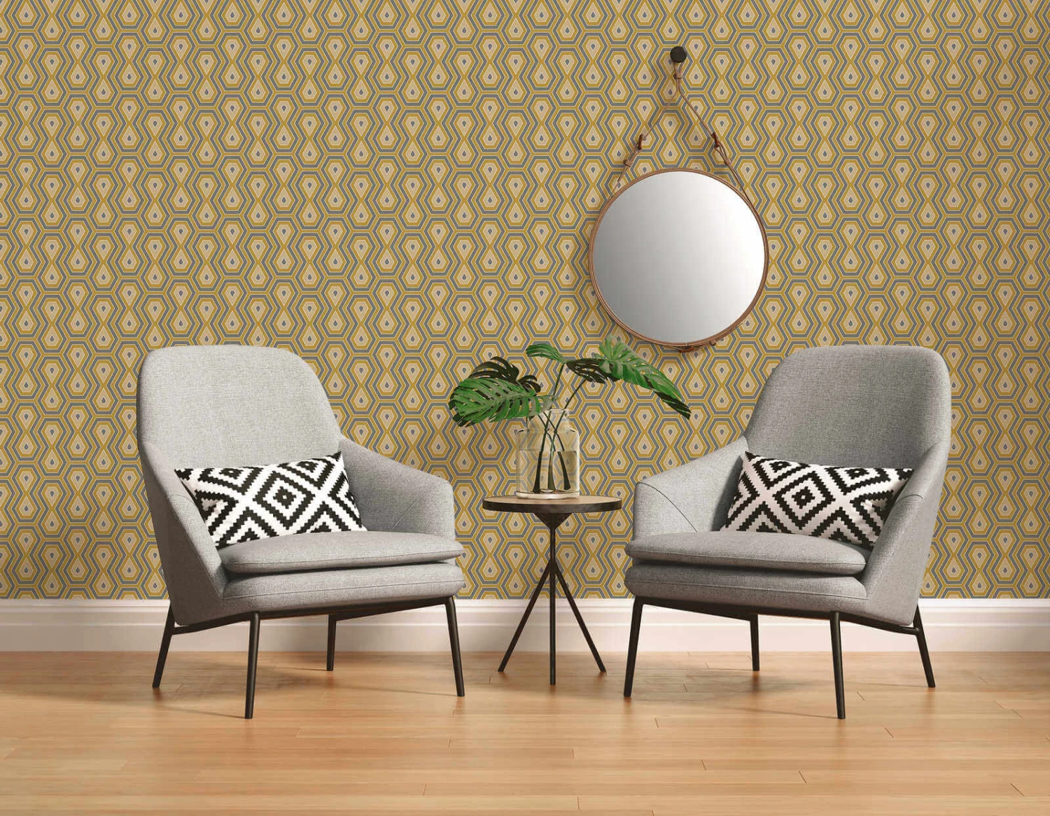 Tapete Vlies Retro Grafisch Gelb Grau Weiß 37707-4 – Bild 4