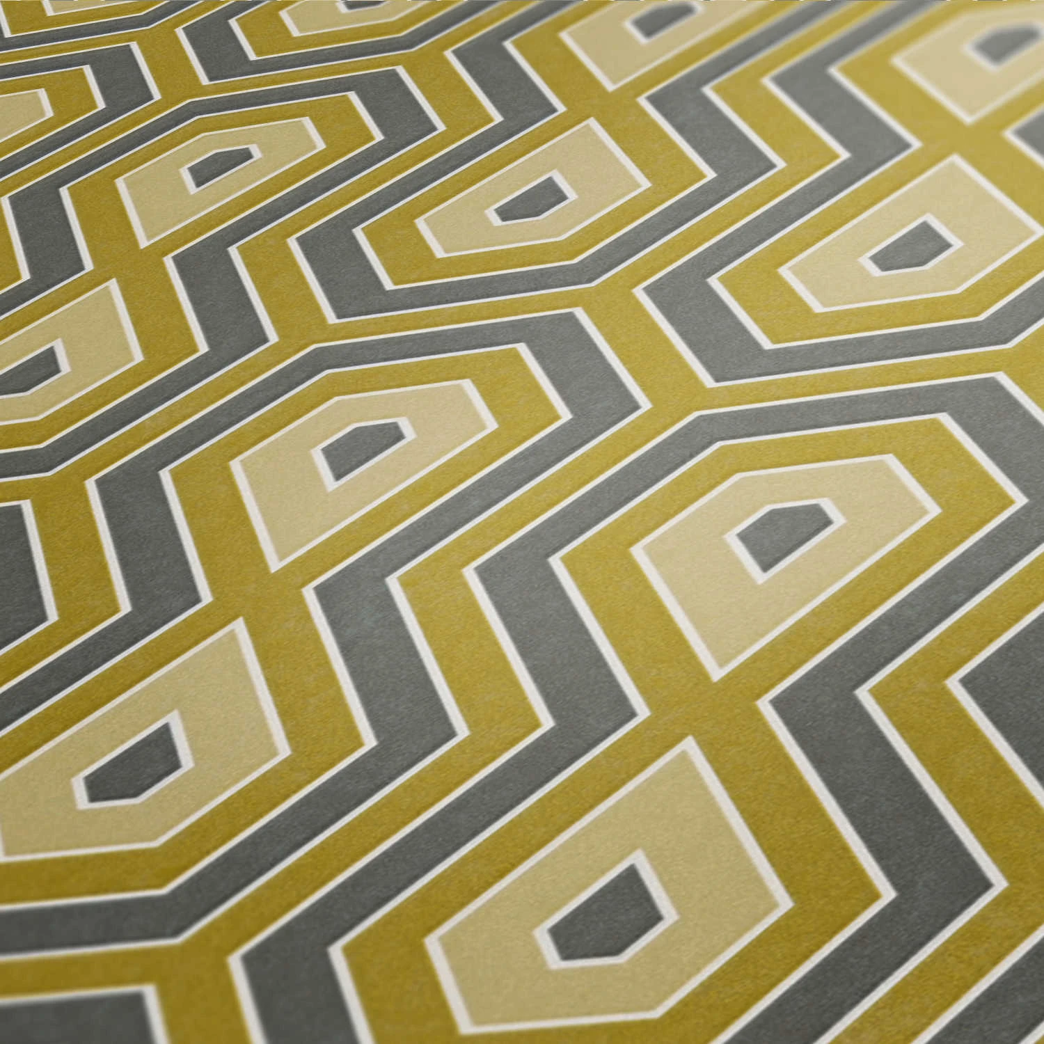 Tapete Vlies Retro Grafisch Gelb Grau Weiß 37707-4 – Bild 3