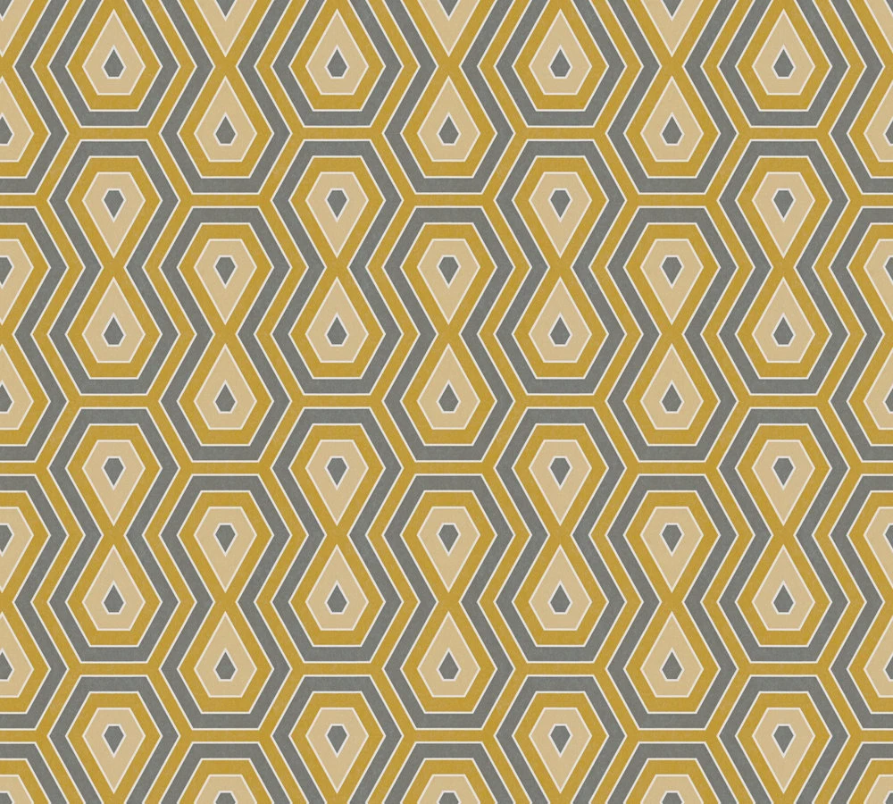Tapete Vlies Retro Grafisch Gelb Grau Weiß 37707-4 – Bild 2