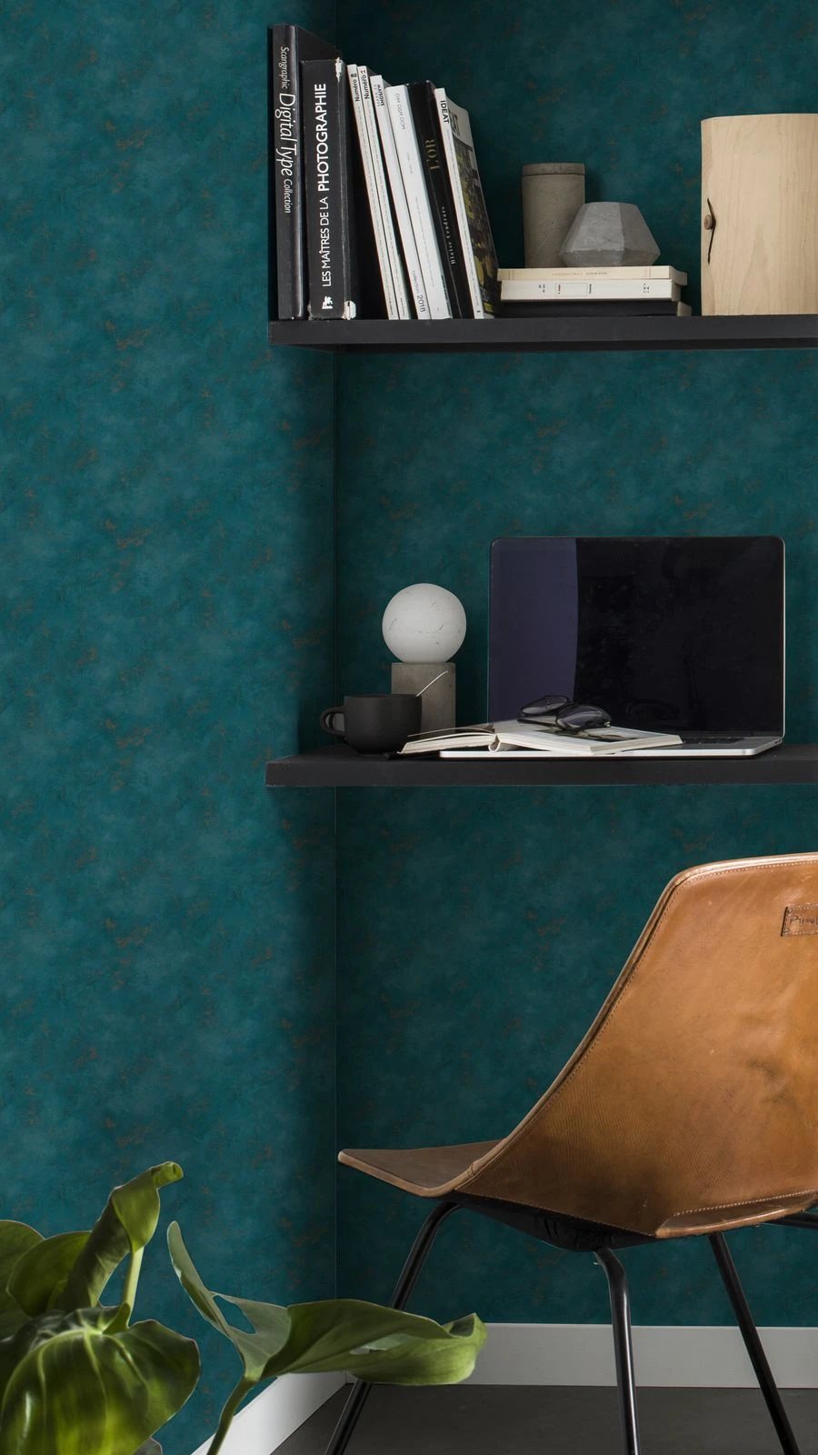 Tapete Vlies Meliert Einfarbig Petrol Gold Finca 417098 – Bild 4