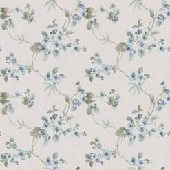 Vinyltapete Ranke Floral Beige Türkis Graugrün 007802