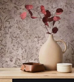 Vliestapete Marburg Beige Rosegold Damast Motiv 34293