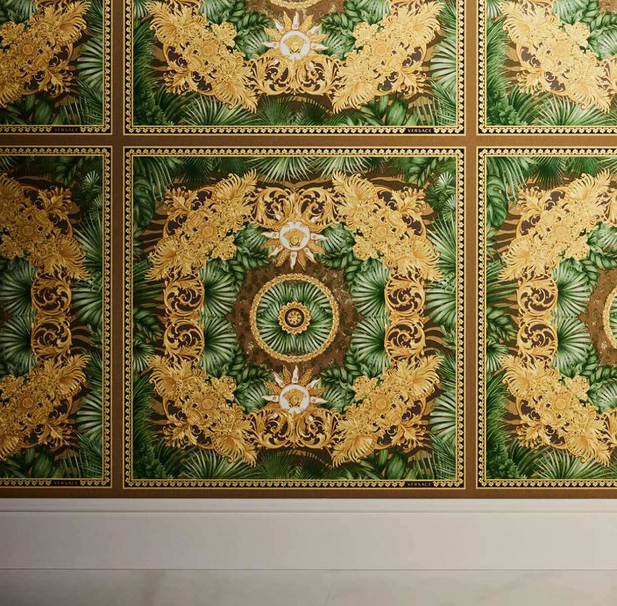 Versace Vliestapete 38703-3 Fliesen Tropisch Grün Braun – Bild 5