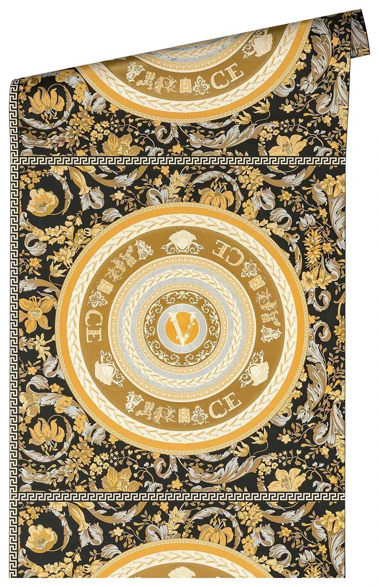 Versace Vliestapete 38705-5 Floral Medusa Schwarz Gold â Bild 5