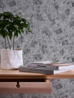 A.S. Creation Vliestapete Putzoptik Shabby Schwarz Silber Metallic 38969-6