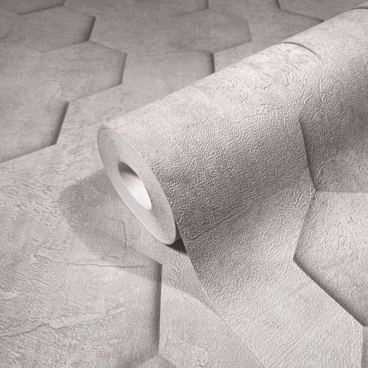 Vliestapete Grau Beige Waben 3D Optik Marburg 34159 – Bild 2