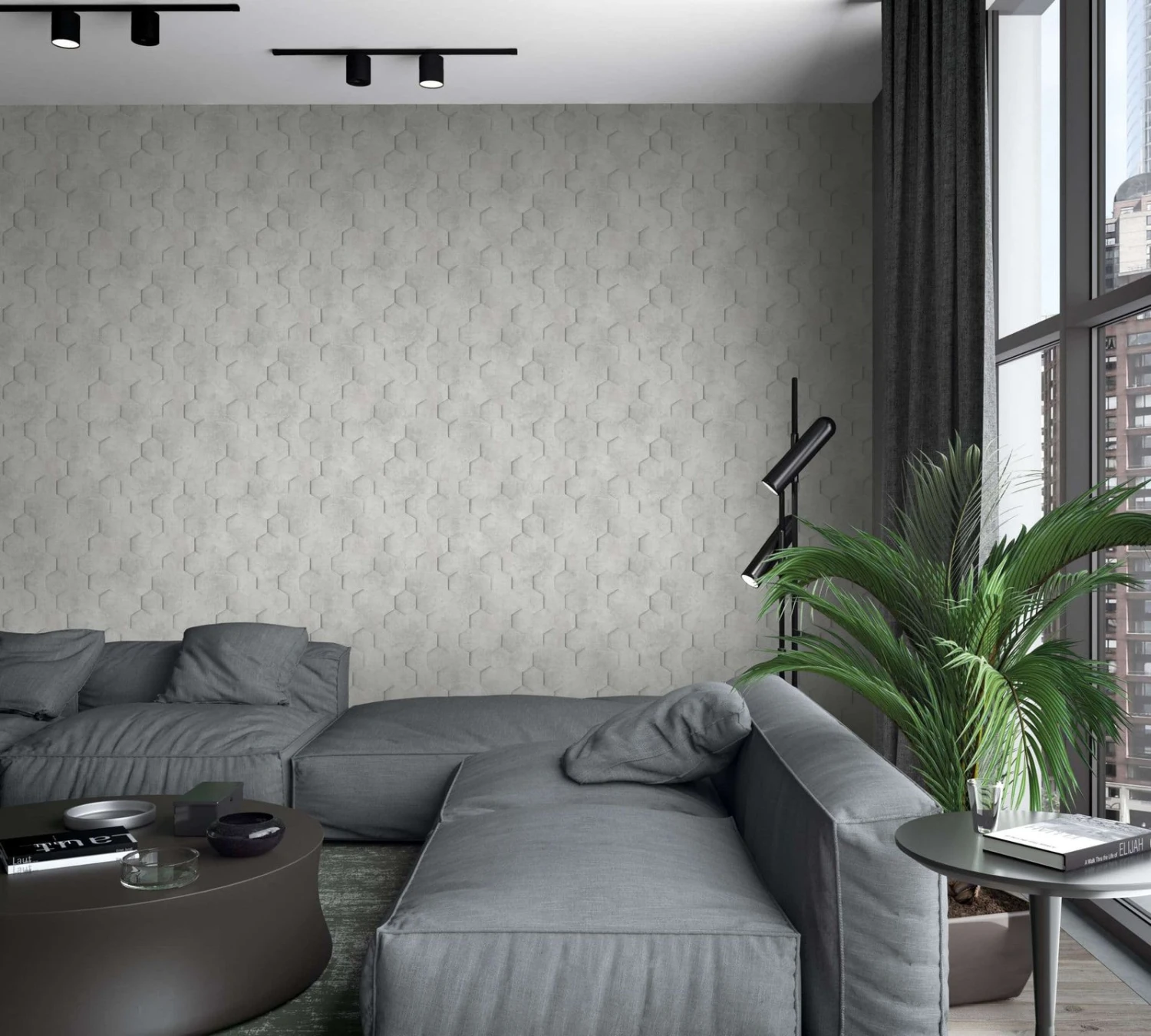 Vliestapete Grau Beige Waben 3D Optik Marburg 34159 – Bild 3