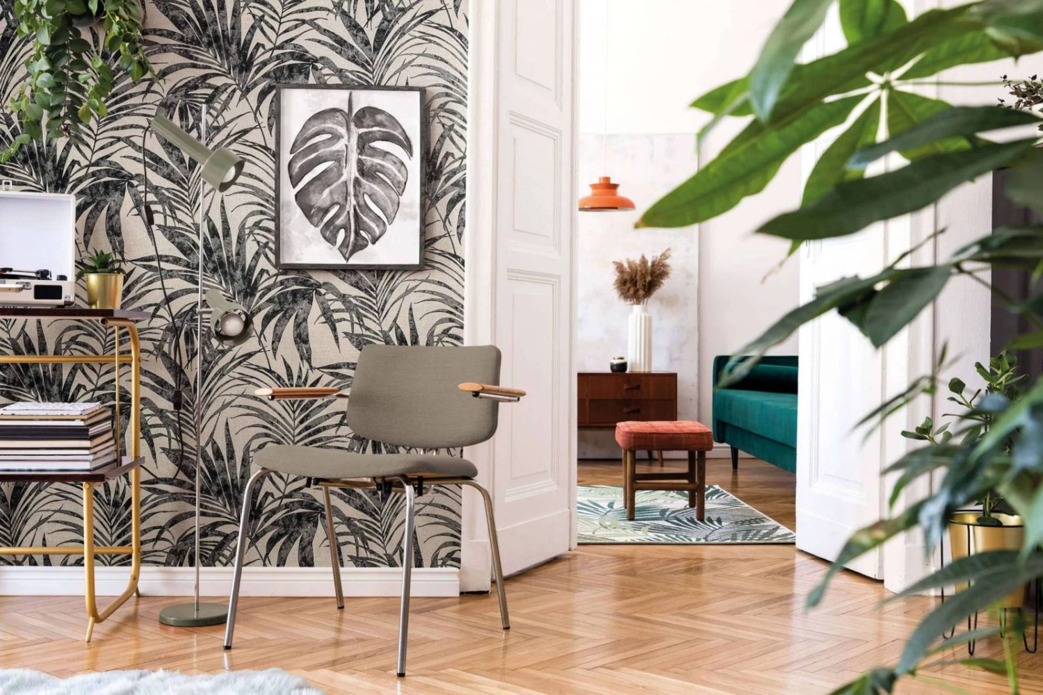 Vliestapete Ivy Farne Weiß Grau 82272 Novamur – Bild 3