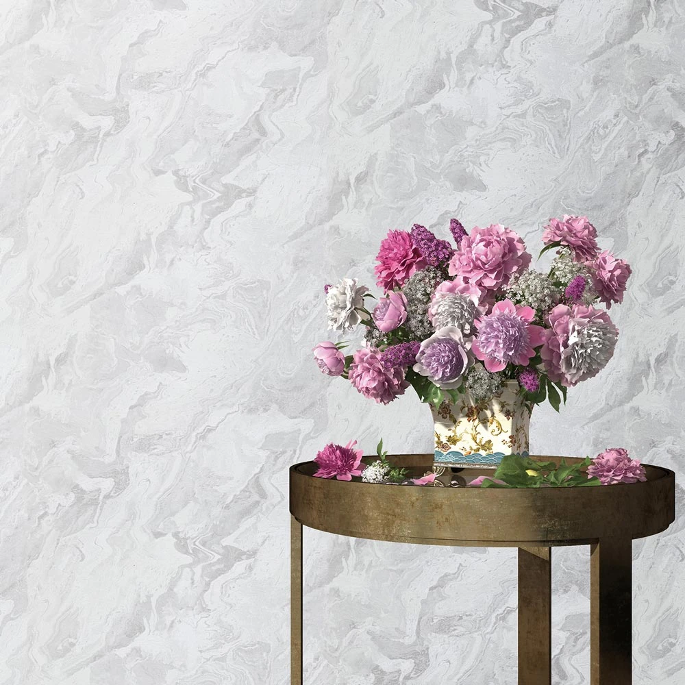 Vliestapete Marmor Optik Weiß Silber Metallic 10318-14 – Bild 5