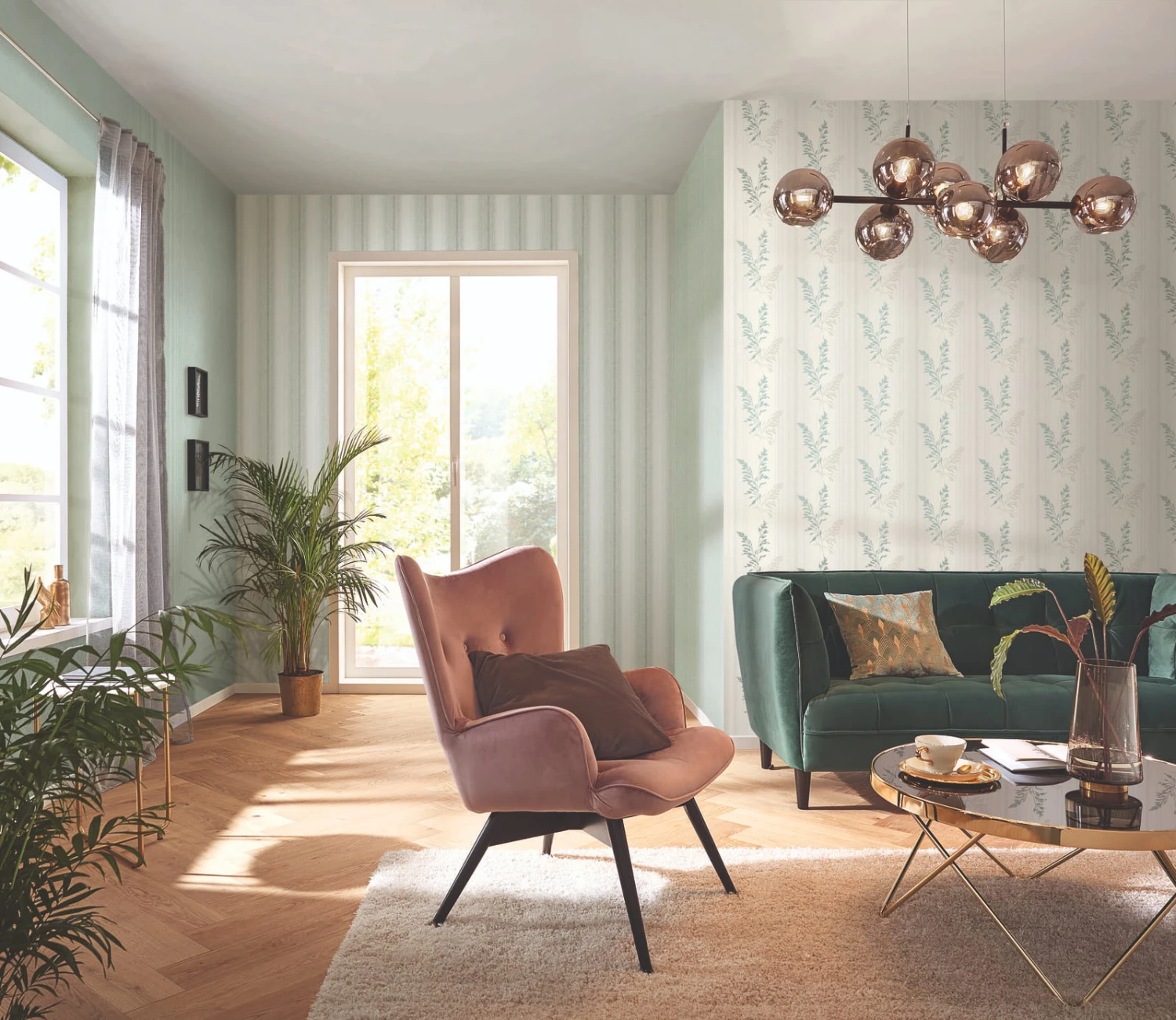 Vliestapete Rasch Weiß Grün Streifen 652123 – Bild 4